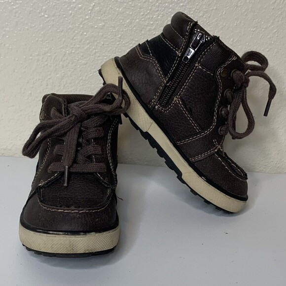 Eddie Bauer Lace Up Boots Size Zipper Seneca Brown Size 9M Kids - Picture 1 of 8